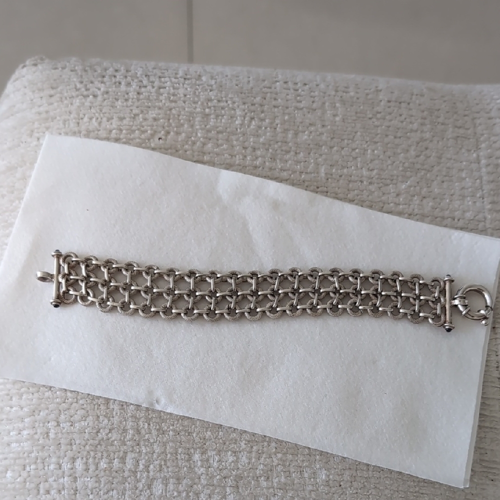 Silver Multi-Row Chain Bracelet - Wide Link Statement